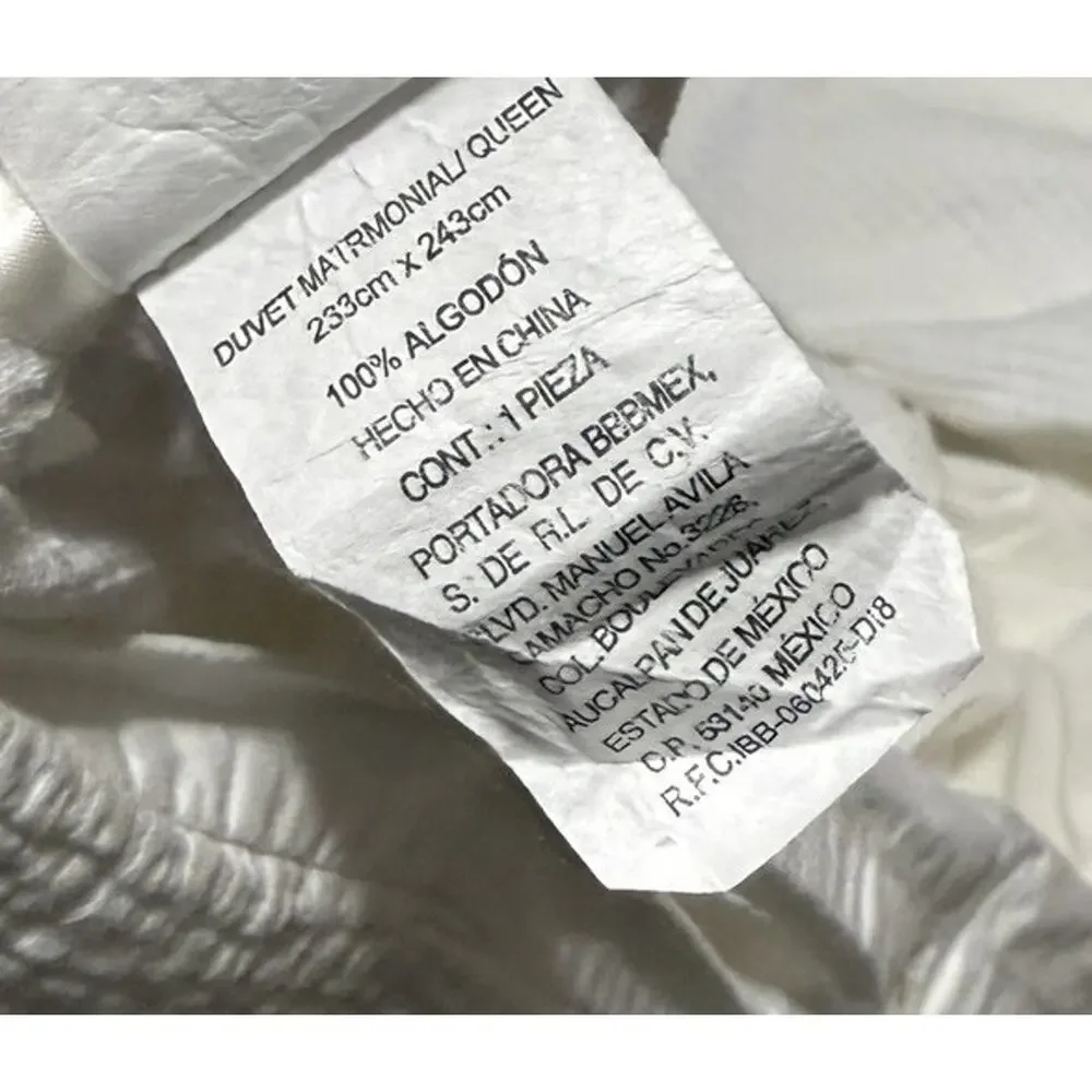 Nestwell Queen Sized White Cotton Duvet Cover Textured Diamond Luxury Bedding